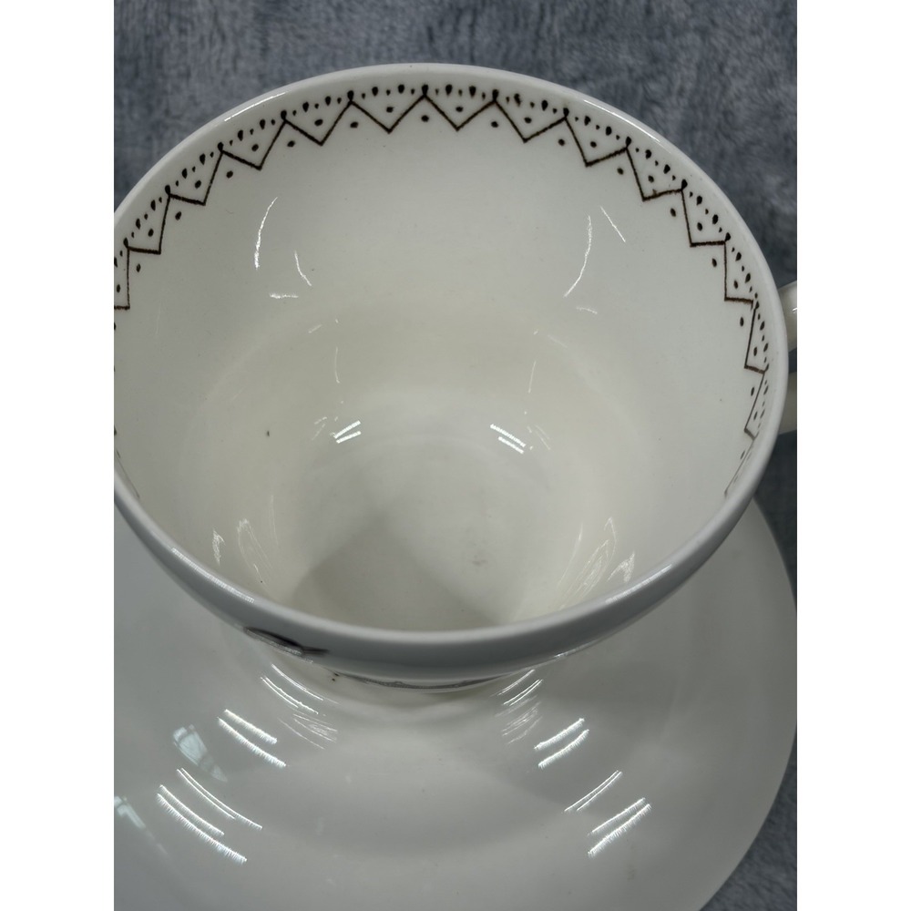 Wedgwood Williamsburg Aviary‎ Teacup Saucer Set Ivory Brown Birds England - Picture 7 of 14